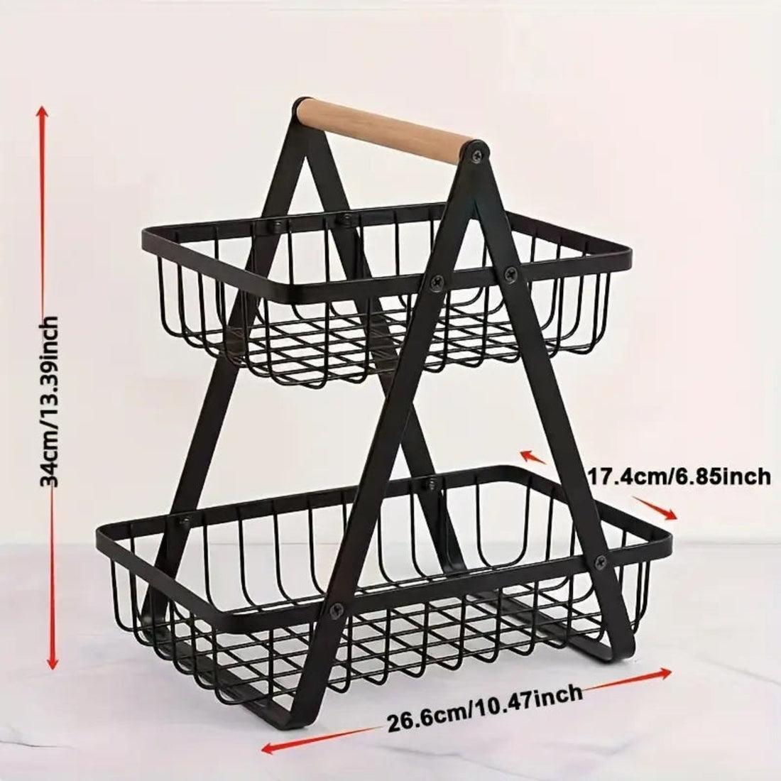 2/3-Tier Portable Metal Fruit Basket – Countertop Organizer for Kitchen Storage