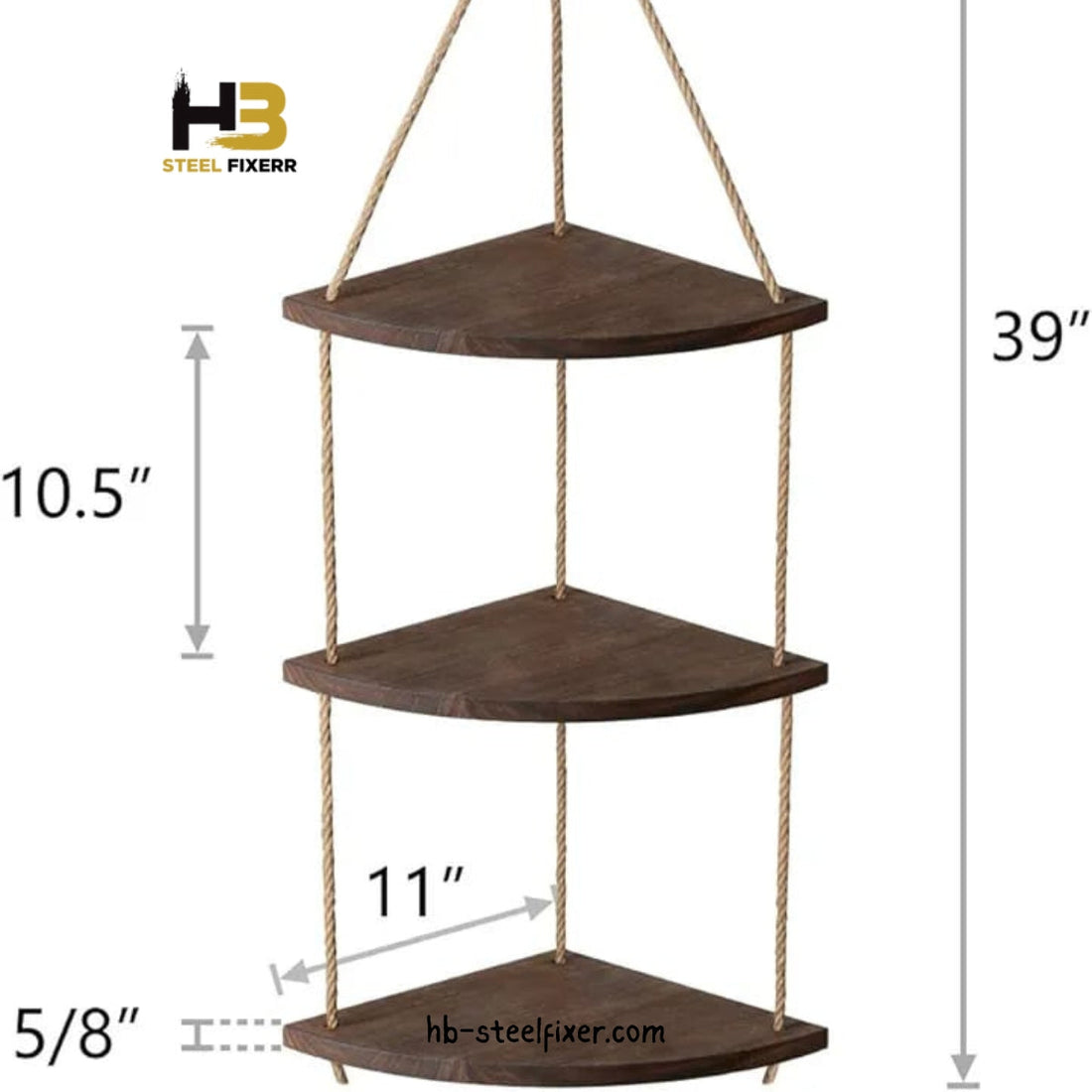 Corner Wall-Mounted Storage Rack – Walnut Style Hanging Organizer