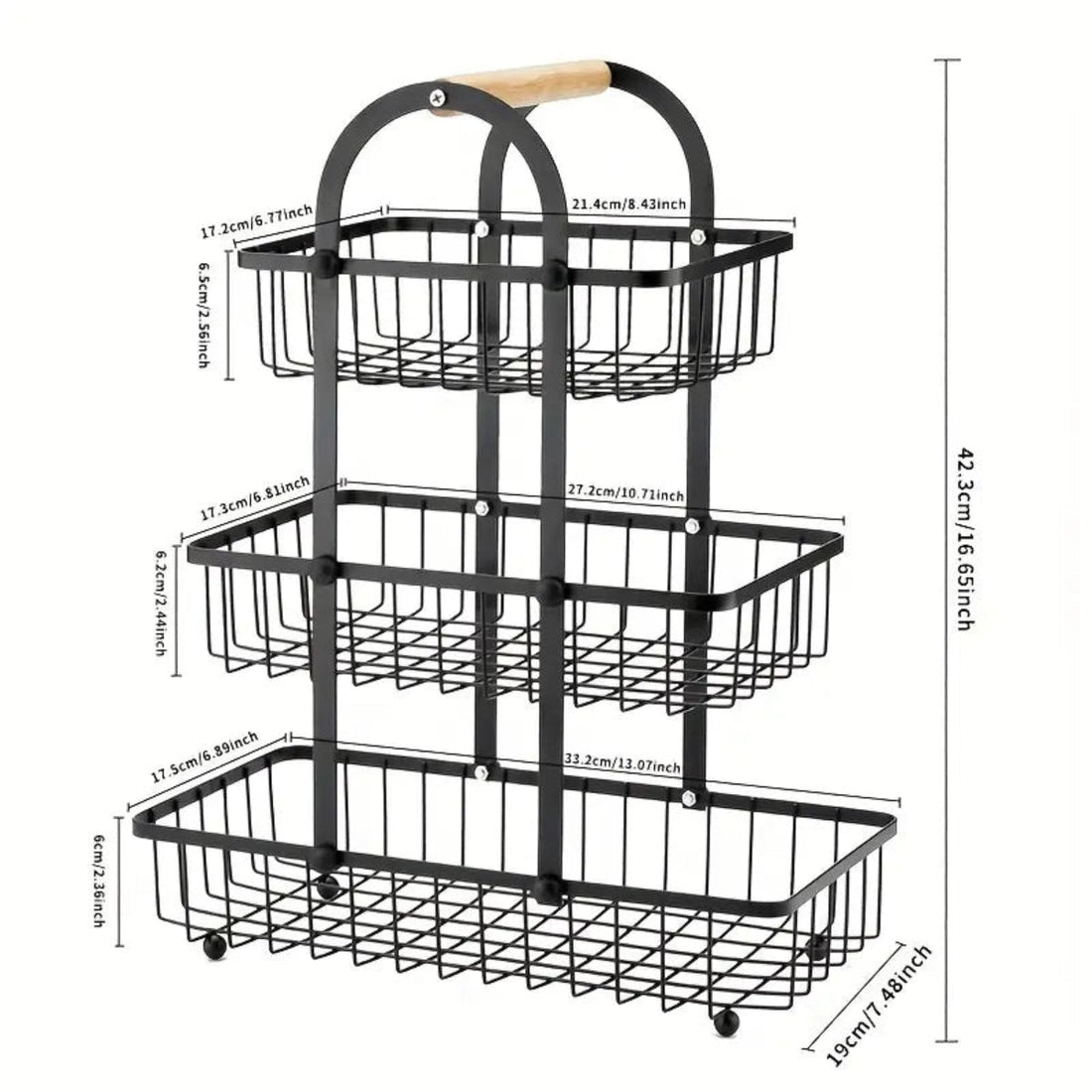 2 & 3-Tier Bohemian Style Fruit Basket – Durable Iron Kitchen Organizer