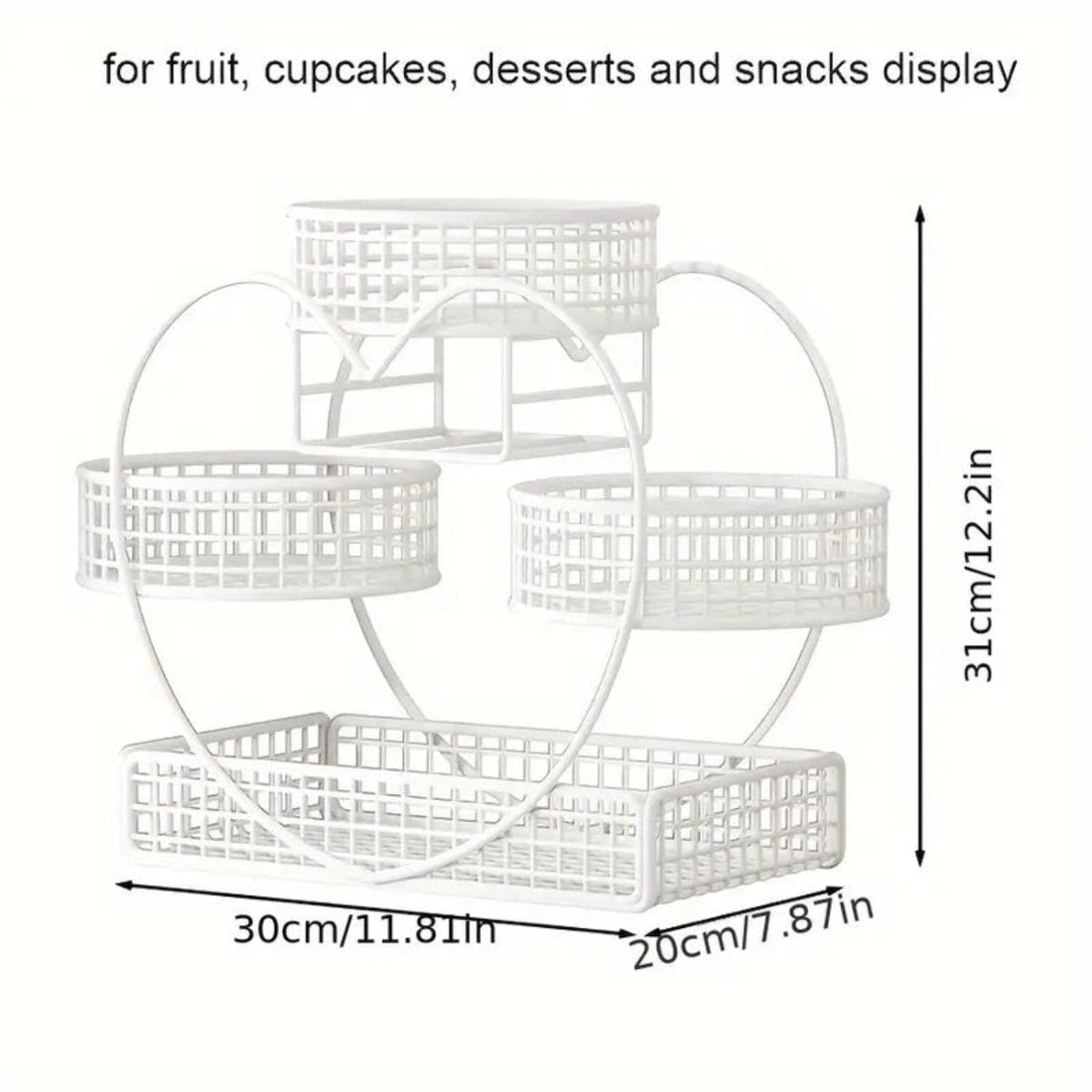 Heart-Shaped 3-Tier Metal Fruit Basket
