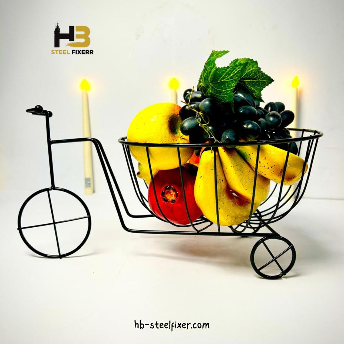 Metal Bicycle Fruit Basket – Decorative Display Basket by HB Steel Fixerr