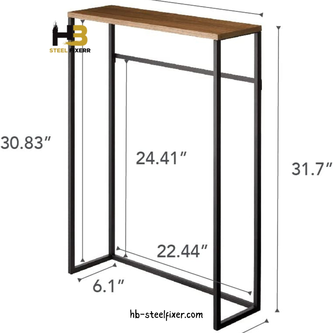 Small Hallway Console Table – Black MDF Top with Metal Frame