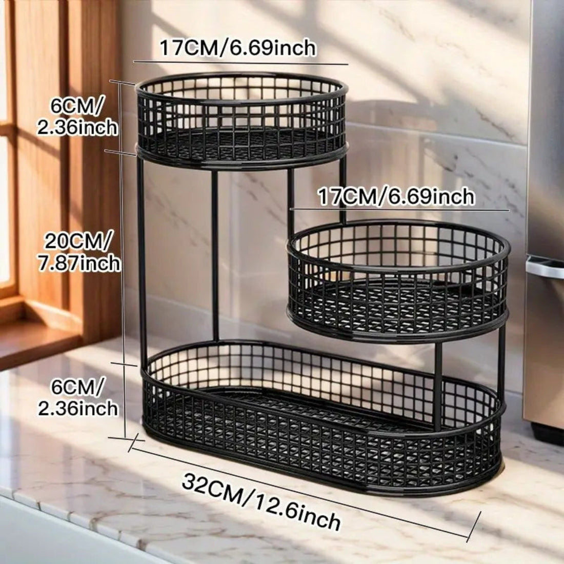 Elegant Multi-Tier Metal Fruit Basket – Luxury Hollow Design