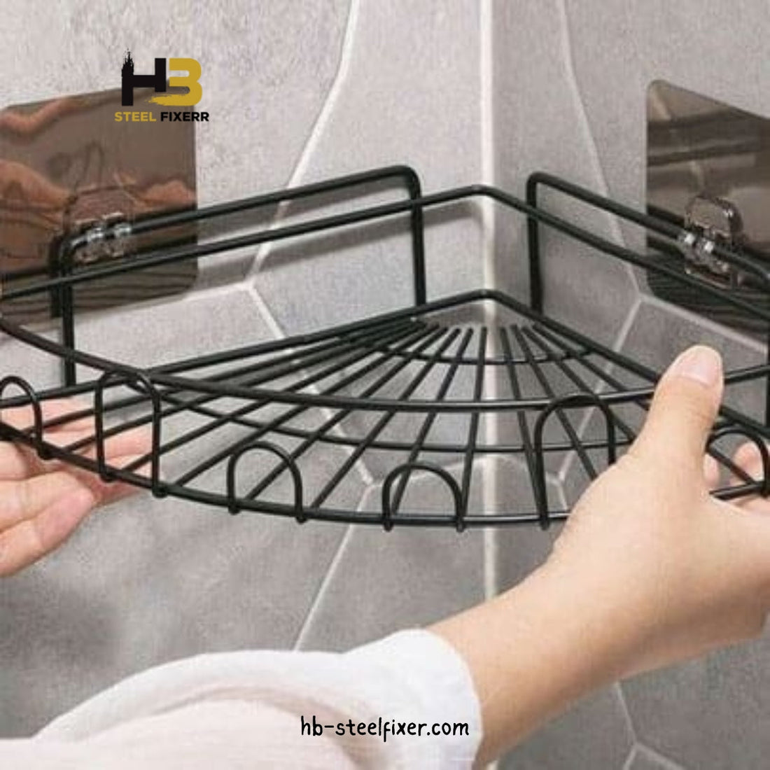 Triangle Corner Shower Rack – Wall-Mounted Bathroom & Kitchen Organizer