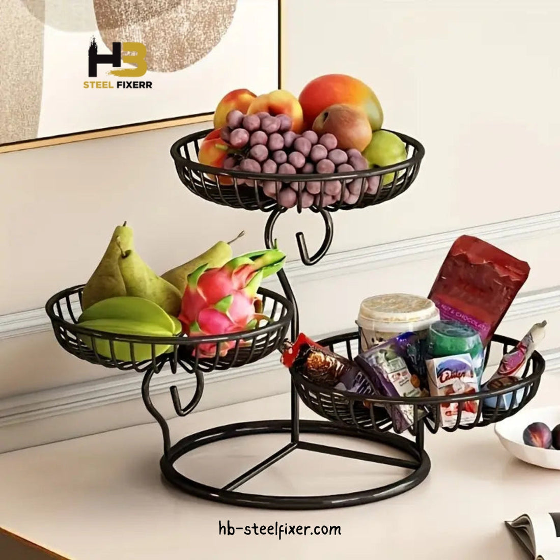Elegant Multi-Tier Fruit & Snack Stand – Modern Serving Display