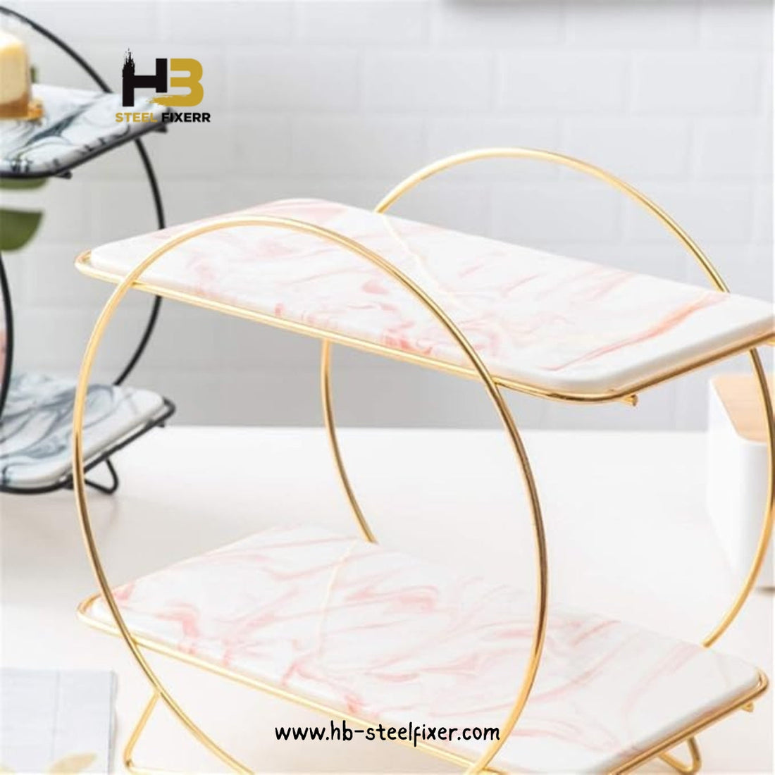 2-Tier Gold Shelf Rack – Multi-Use for Kitchen & Makeup Essentials
