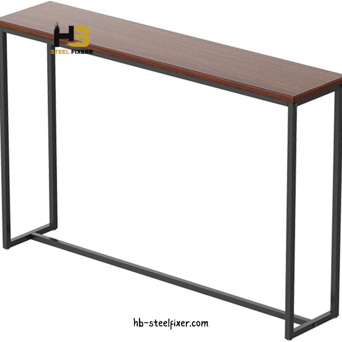 Large Narrow Console Table – Black MDF Top with Metal Frame