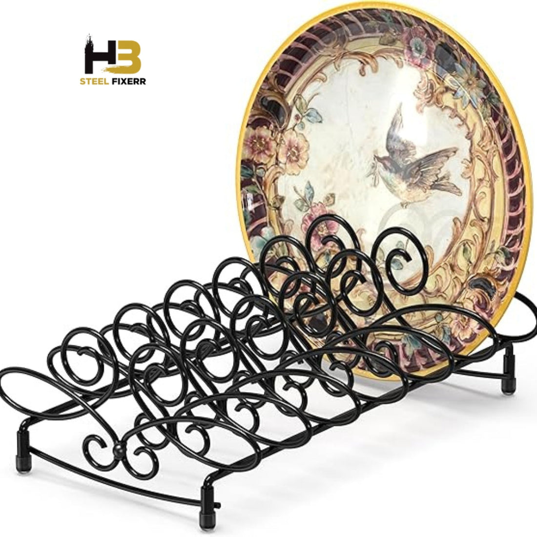 Vertical Plate Stand Organizer – 6-Slot Dinnerware Rack by HB Steel Fixerr