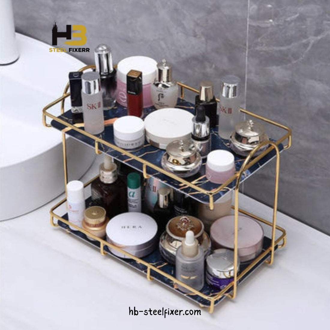 2-Tier Acrylic & Metal Makeup Organizer