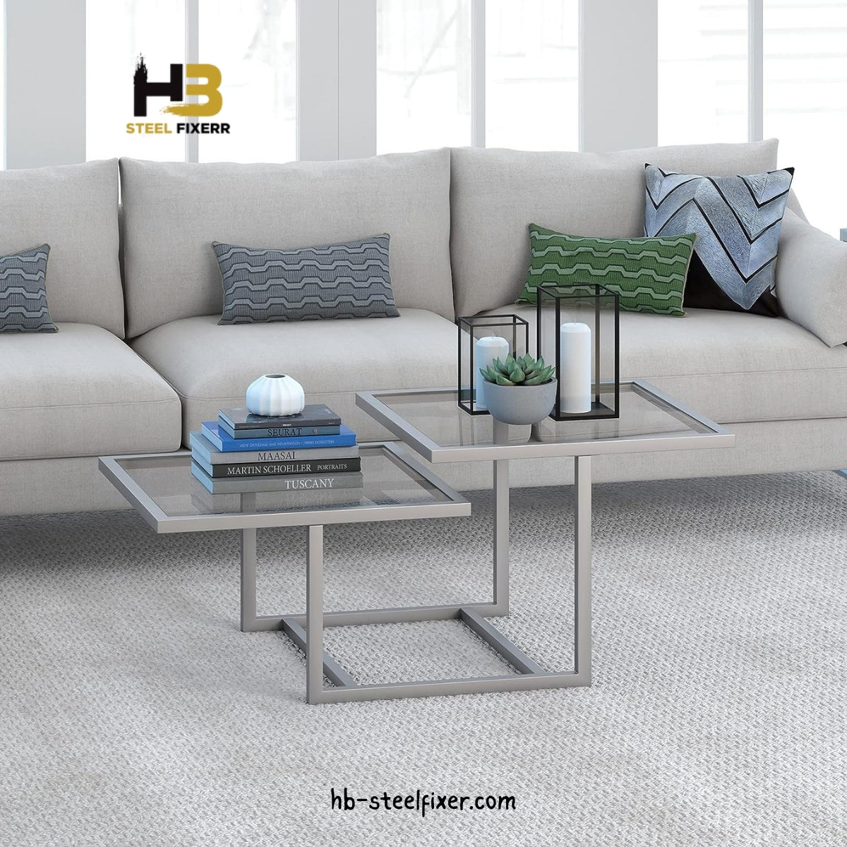 Handcrafted Steel Frame Coffee Table