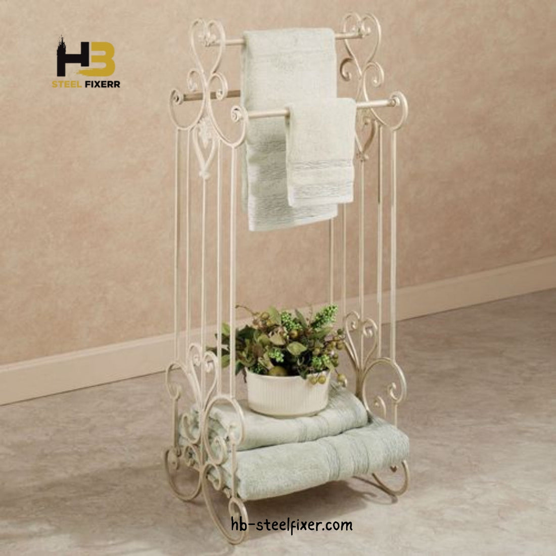 Towel Stand With Storage Shelf Towel Rack Stand Metal Three Bar Storage for Towels
