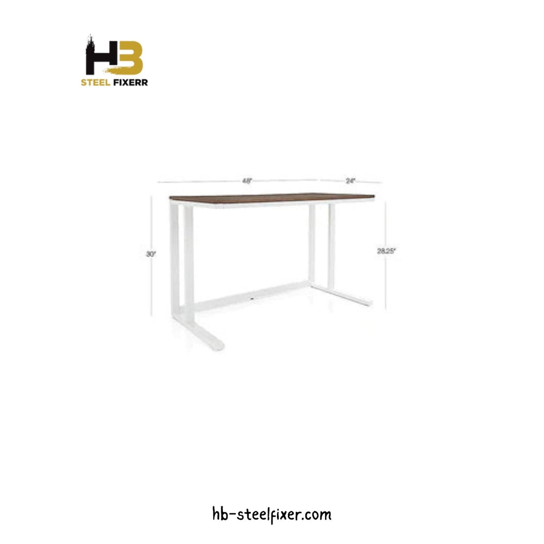 Office Table – Walnut Veneer Top with White Metal Frame