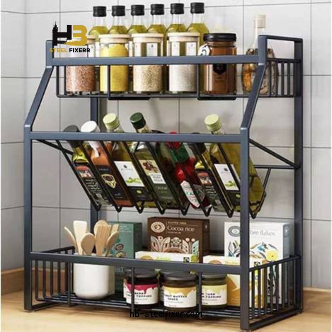 Multifunctional Kitchen Shelf – 3-Tier Countertop Organizer