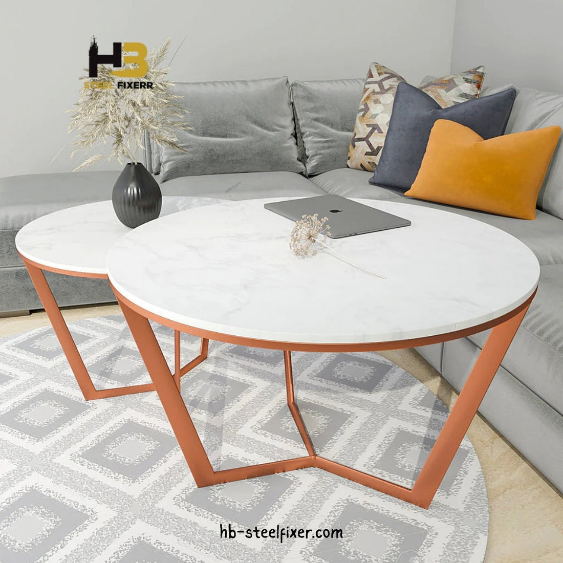 Two-Tier Centre Table – Copper or Pure White Finish