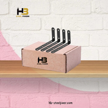 L Shape Shelf Bracket – 4 Pcs Heavy-Duty Wall Mount Floating Shelf Supports (Black) by HB Steel Fixerr