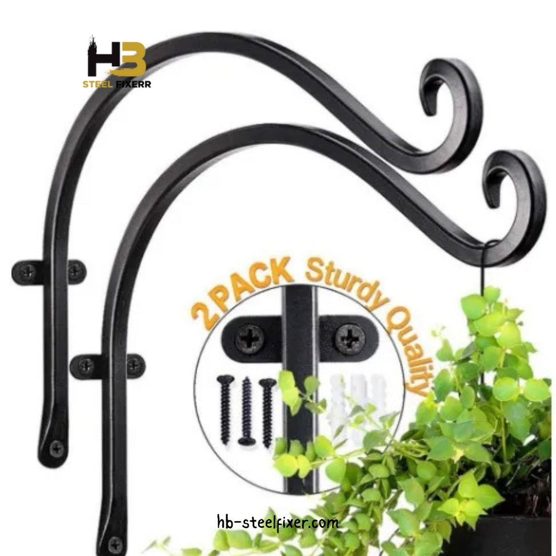 2 Pcs Heavy-Duty Iron Plant Hooks