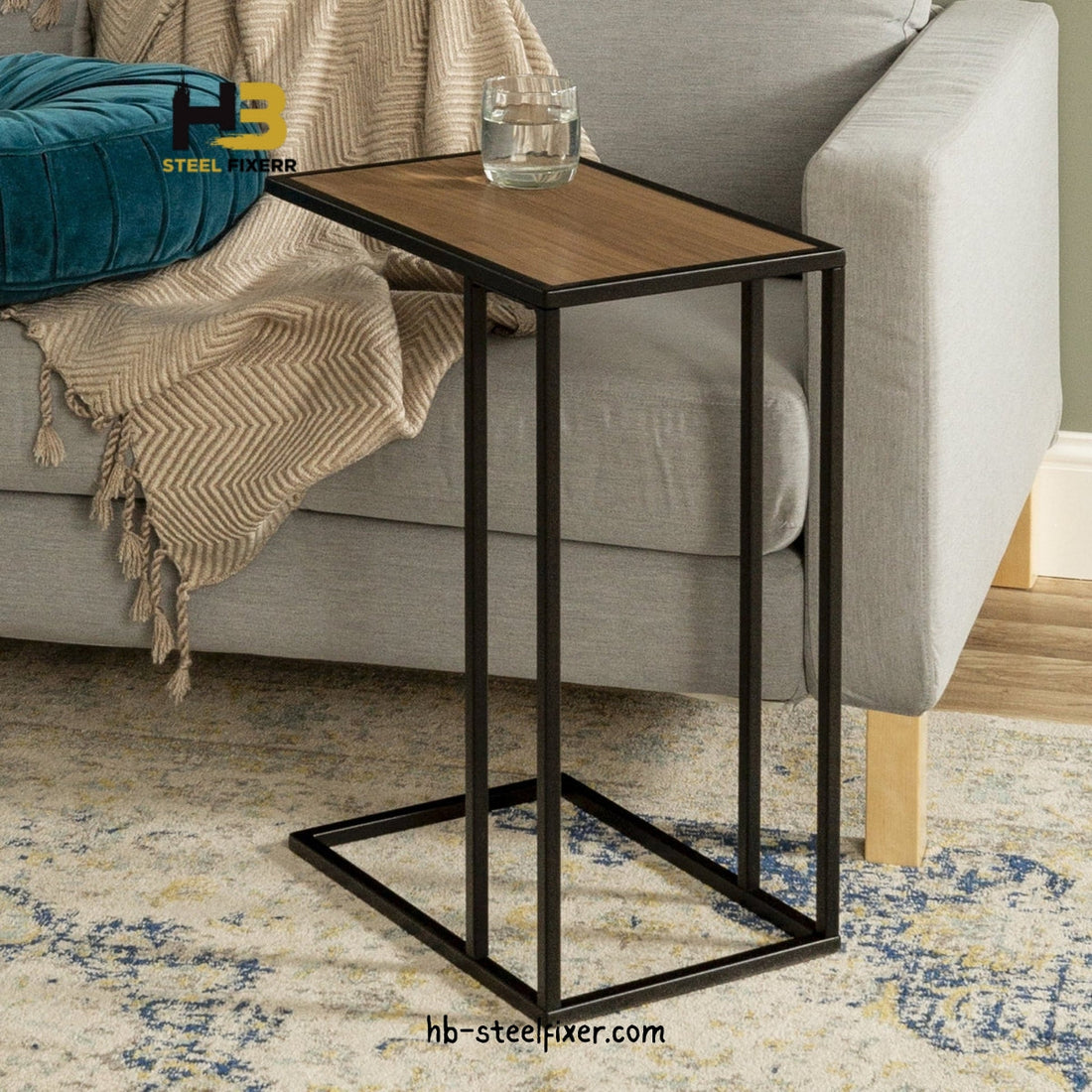 Modern C-Shape Accent Table – Fully Assembled