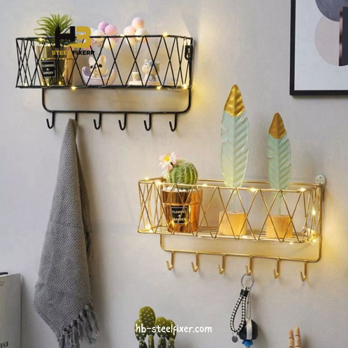 Premium Rustproof Wall-Mounted Bathroom Shelf with Hooks