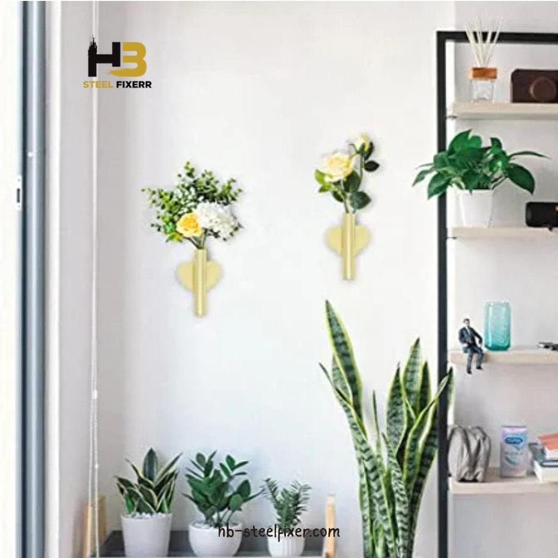 2-Pack Gold Wall Hanging Flower Vases