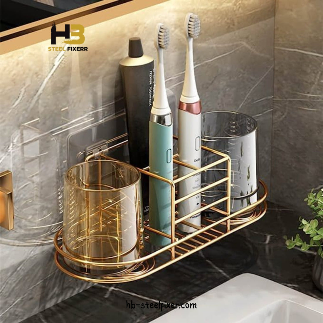 Metal Bathroom Wall Shelf – Punch-Free Shampoo Storage Rack