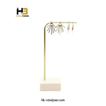 Wood & Metal Earring Display Stand – Geometric Bar Jewelry Organizer by HB Steel Fixerr