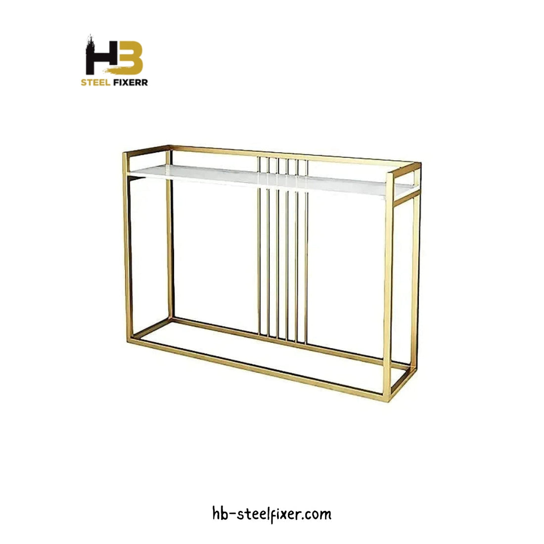 Luxury Console Table – Two-Tone Gold & White with Acrylic Top