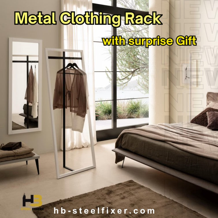 Metal Clothing Rack | Heavy Duty Garment Stand | Black / White | Free