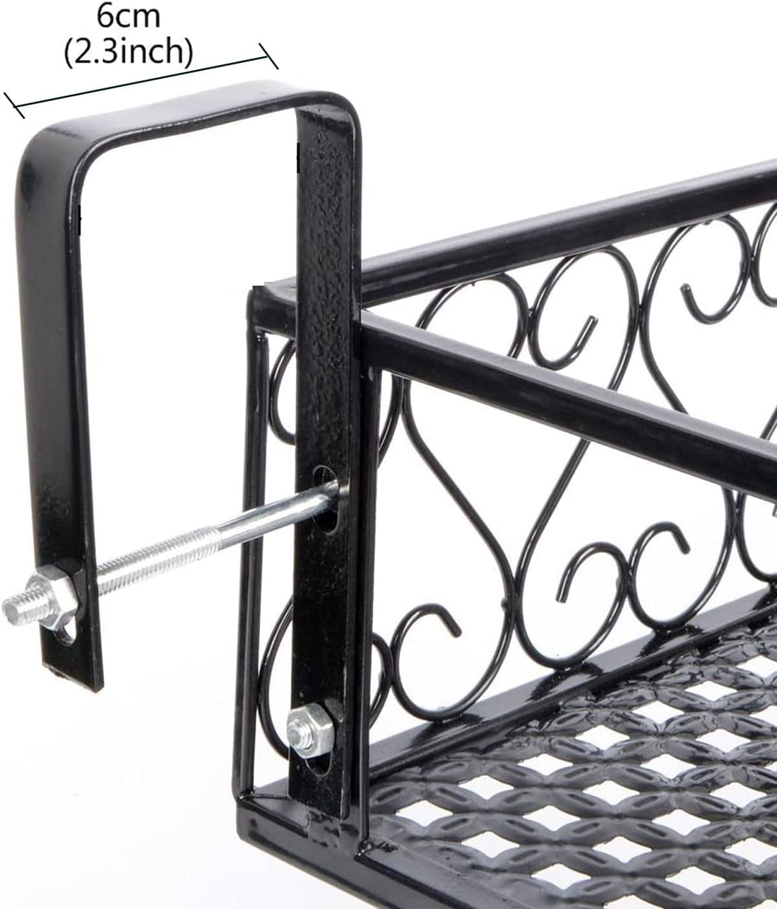 One Piece Balcony Railing Shelf – Iron Hanging Flower Pot Stand (23.5 Inches)