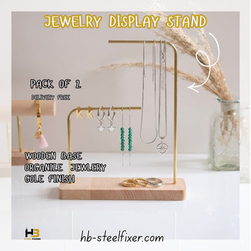 Wood & Metal Earring Display Stand – Geometric Bar Jewelry Organizer by HB Steel Fixerr