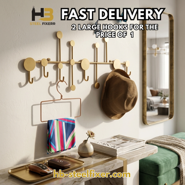 2-Large Hook Nordic Cast Iron Dots Wall Hooks Antique Finish Metal Clothes Hanger