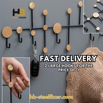 2-Large gold & black Hook Nordic Cast Iron Dots Wall Hooks Antique Finish Metal Clothes Hanger