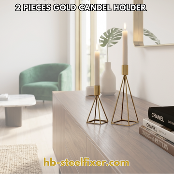 2 Pieces Geometric Taper Candle Holders – Modern Wire Design