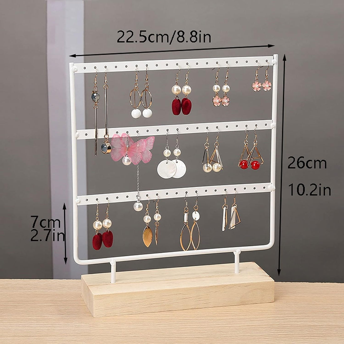 Metal Pyramid Jewelry Stand – Elegant Organizer with Wooden Base | HB Steel Fixer