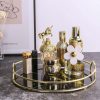 Makeup Organizer, Decorative Glass Vanity Tray for Perfume, Jewelry and Decor, Round Cosmetic Storage for Dresser, Bathroom Counter, Ottoman and Coffee Table, Size 10.”D x 2”H